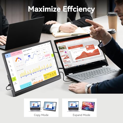 Image of 14 Inch Touchscreen Portable Monitor, FHD 1080P IPS HDR Ultra Slim Travel Screen, USB-C Powered with Built-in Speakers for Laptop, PC, Mac, PS4, PS5, Xbox Gaming Consoles