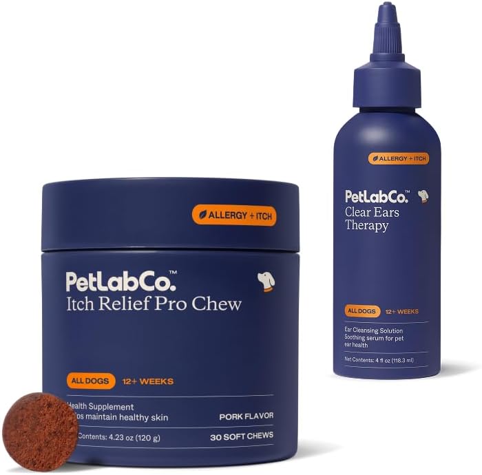 PetLab Co. Paquete de picazón y oído el alivio de la picazón del perro ayuda a apoyar la piel seca y con picazón diariamente 30 unidades y apoya la