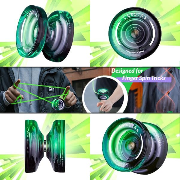 Image of MAGICYOYO Pack of 3 Responsive Yoyos for Kids Beginners, K2 (Crystal YoYo with 3 Yo Yo Gloves, 3 Yo-yo Bags, 18 Yoyo Strings (Black Green+Black Blue+ Black Orange)