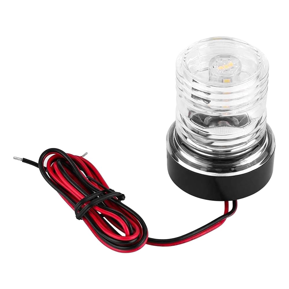 Sarini LED Navigation Light, 12V Marine Boat Anchor Light Waterproof Boat Signal Navigation Light with All Round 360° White Light Small Marine Navigation Light
