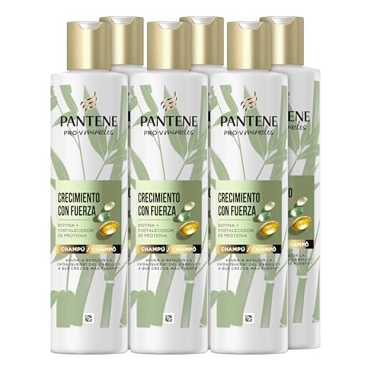 Pantene Pro-V Miracles Crecimiento con Fuerza Champú Fortificante Para Pelo Seco y Dañado 250ml x6 con Biotina y Proteínas. Reduce la Caída del Pelo por Rotura para que Crezca Largo y Fuerte