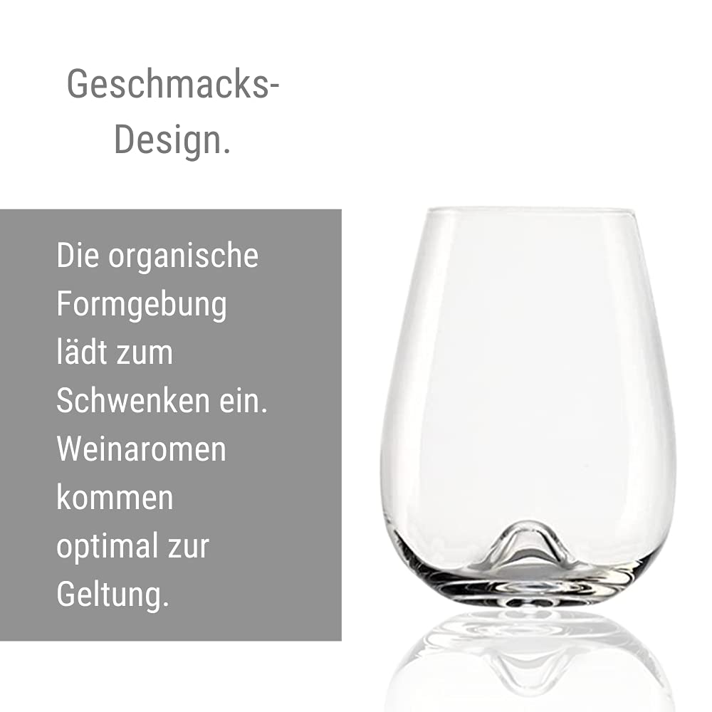 Stölzle Lausitz Vulcano Weinbecher 475 ml I Weißweingläser 6er Set I hochwertige Weingläser ohne Stiel spülmaschinenfest I Weißweinbecher Set stoßfest I schöne Gläser wie mundgeblasen