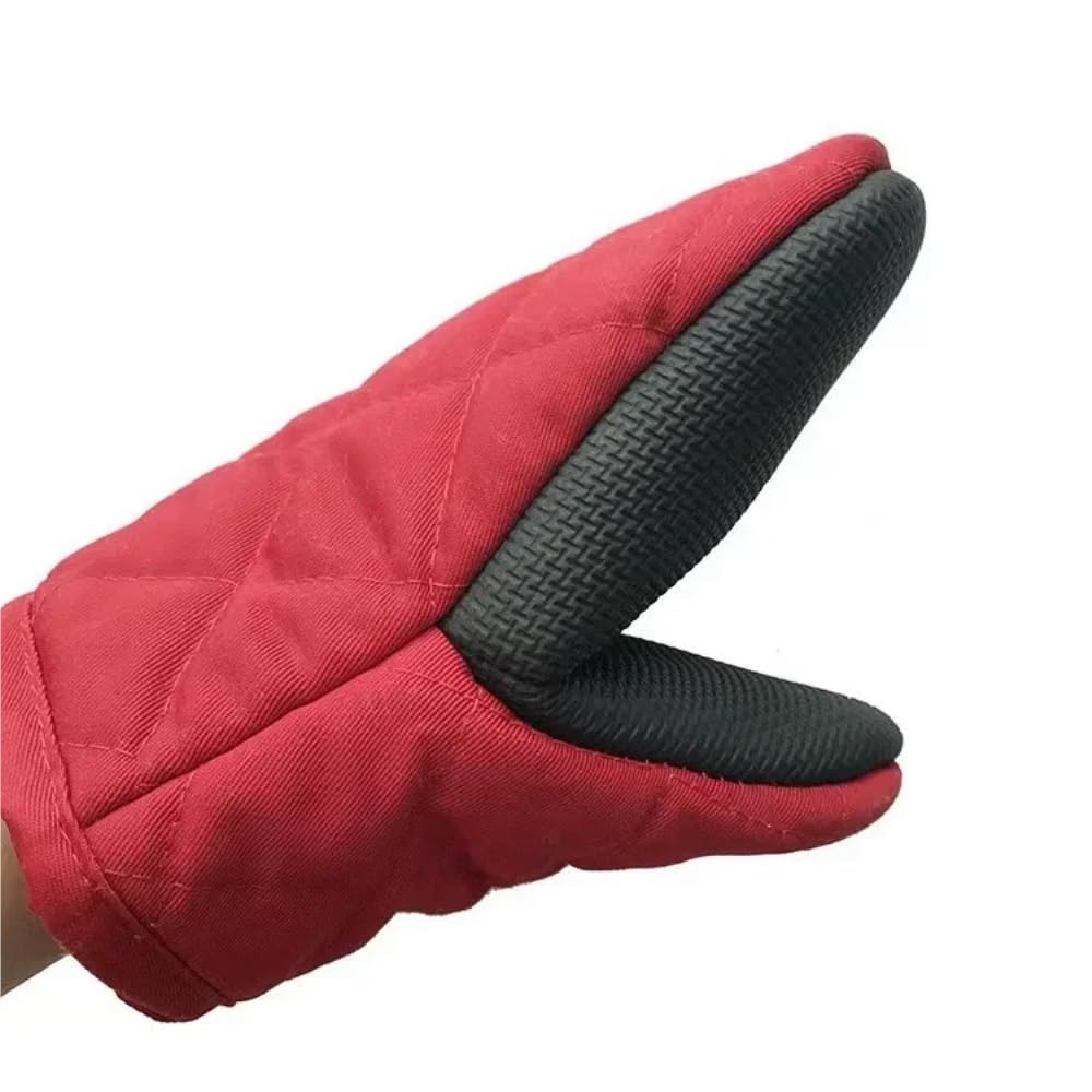 2 Kurze Ofenhandschuhe, Silikon-Küchenhandschuhe, hitzebeständig bis 260 °C, mit Rutschfester Grifffläche und Aufhängeschlaufe, Schwarz(2Pcs Black)