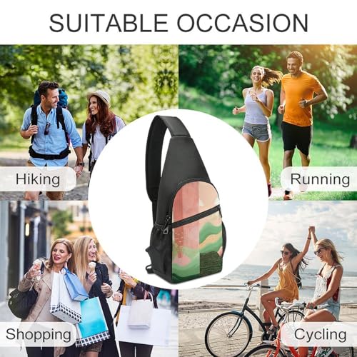 Bolso Sling Pequeño para Senderismo Color Esmeralda y Durazno miniatura 5