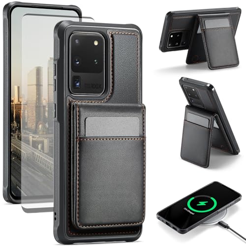 Asuwish Phone Case for Samsung Galaxy S20 Ultra 5G Wallet Cell Cover Compatible with Magsafe RFID Tempered Screen Protector Credit Card Holder Stand S20ultra 20S S 20 A20 S2O 20ultra G5 Women Black by Asuwish - Used condition - US$14.53