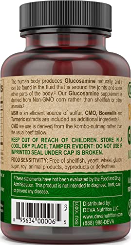 Deva 895634000065 Vegan Glucosamine Msm & Cmo thumb #2