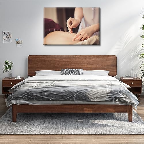 Image of TUMOVO Physical Therapists do Acupuncture Canvas Wall Art Traditional Chinese Medicine Canvas Photo 1 Panels Prints for Wall Decor Giclee Print Gallery Packaging Artwork Ready to Hang (16 inch Wx24 H)