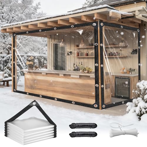 Bâche Transparente avec Oeillets Bâche imperméable Transparente 2x3m Bache de Protection en PVC pour extérieur Tente Balcon pergola Piscine Meubles de...