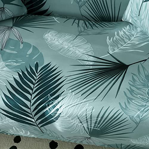 Image of Gurnoor Universal Triple Seater Sofa Cover Big Elasticity Cover for Couch 140 GSM Sofa Slipcover (Green-Leaf, 185-230cm)