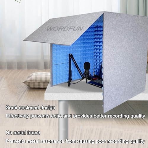 Cabina Portátil para Grabación WORDFUN, Cubierta de Aislamiento Acústico para Escritorio, Escudo Absorbente para Micrófono, Estudio de Grabación en Casa miniatura 4