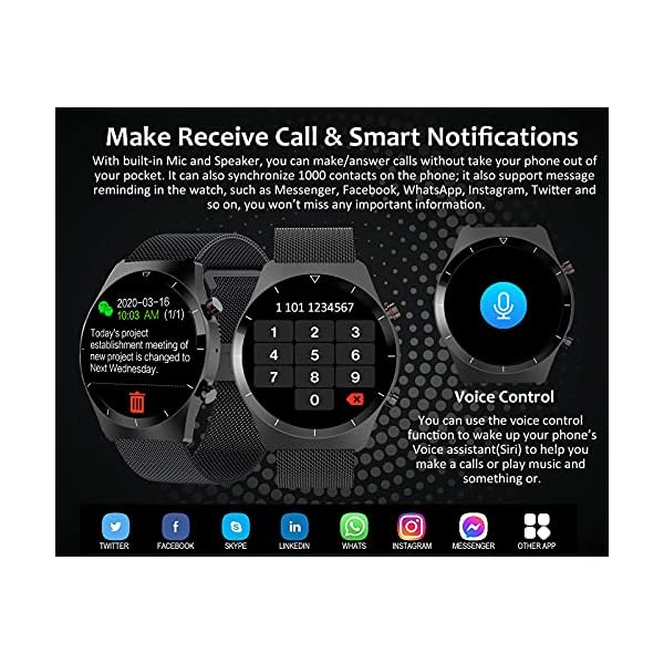 Smart Watch for Men(Make Answer Call/Voice Control, 999+ Contacts) for Android Phones iOS Compatible iPhone Samsung, 1.3" Fitness Tracker with Heart Rate Blood Pressure SpO2 Sleep Step Tracking
