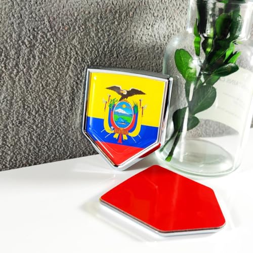 Image of Newperlite Ecuador Flag Decal Sticker Car Emblem Ecuadorian Flag Car Decoration Accessories Chrome Shield for Truck Vehicles Cars, 2 Pack