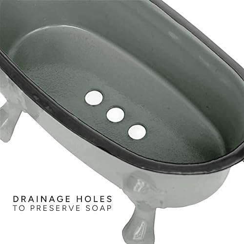 Miniatura 4 de Jabonera de metal con patas de garra de 5.5 pulgadas, esmalte rústico, minijabonera para decoración de bañera, colección de jabones (baya)