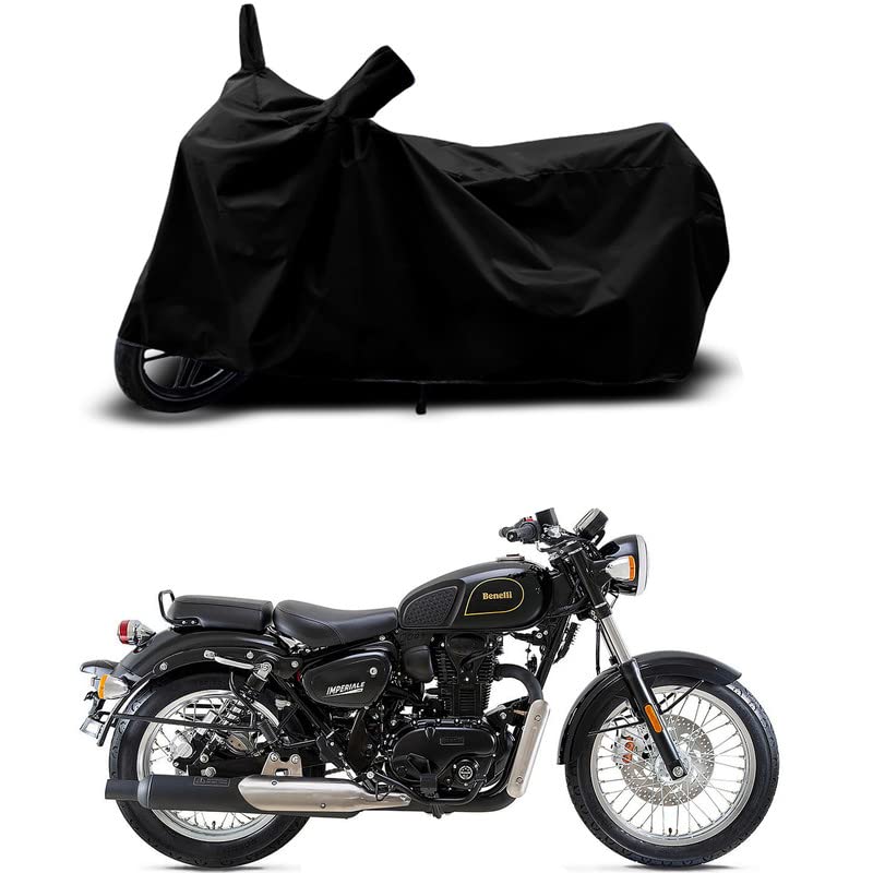Image of 100% Scratchproof /UV-Rays /Heat Protection /Birds Dropping /Water Resistant /Dust proof /Waterproof /Bike Scooty Two Wheeler Body Cover Compatible For Benelli Imperiale 400 BS6 All Varient[Black]