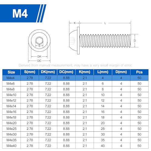 Jiahezhi M4 x 4 mm vis à tête en lentille, vis en acier inoxydable 50 pièces – vue 2