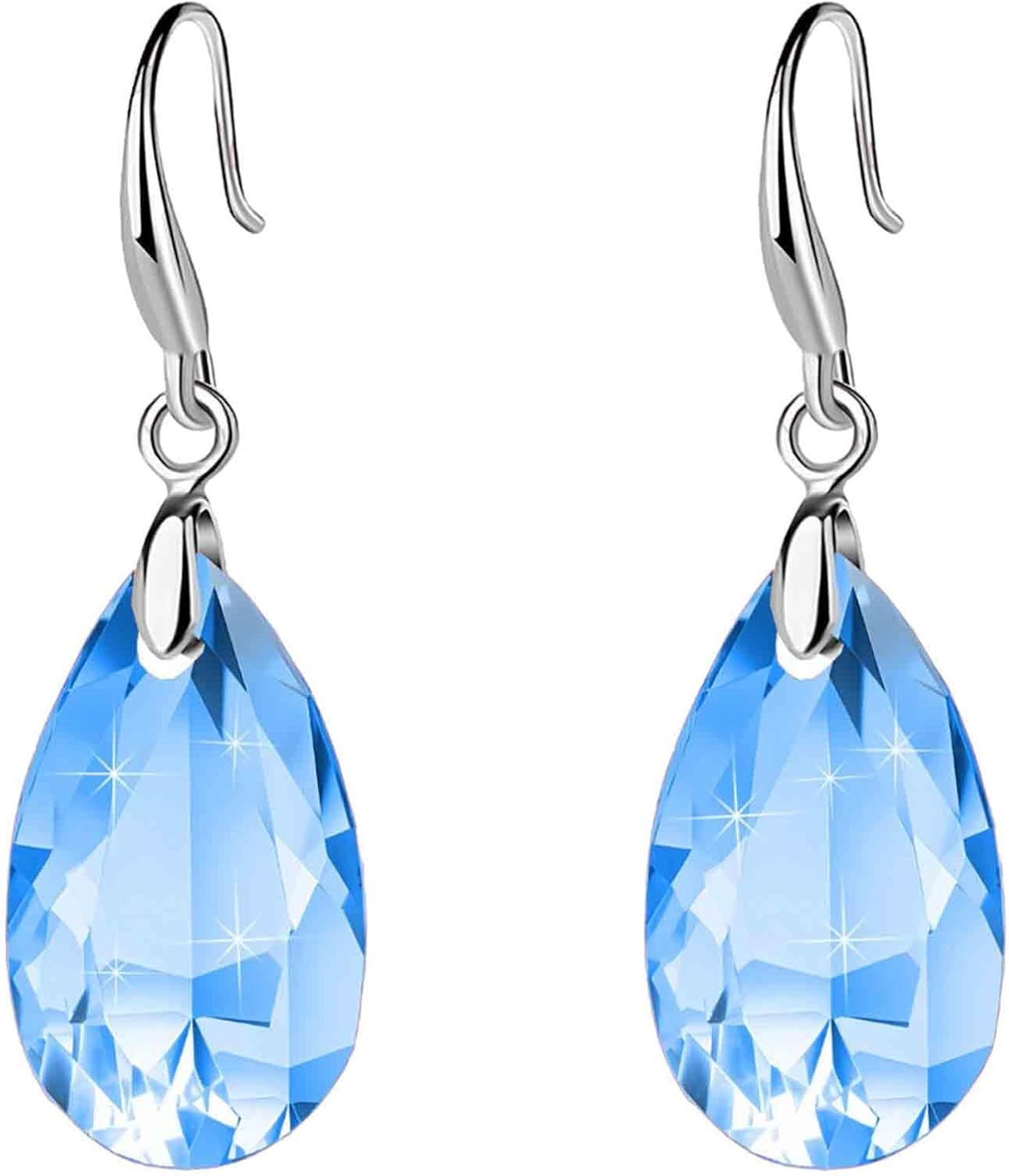 Austrian Crystal Teardrop Dangle Hook Earrings for Women 14K Gold Plated Hypoallergenic Jewelry