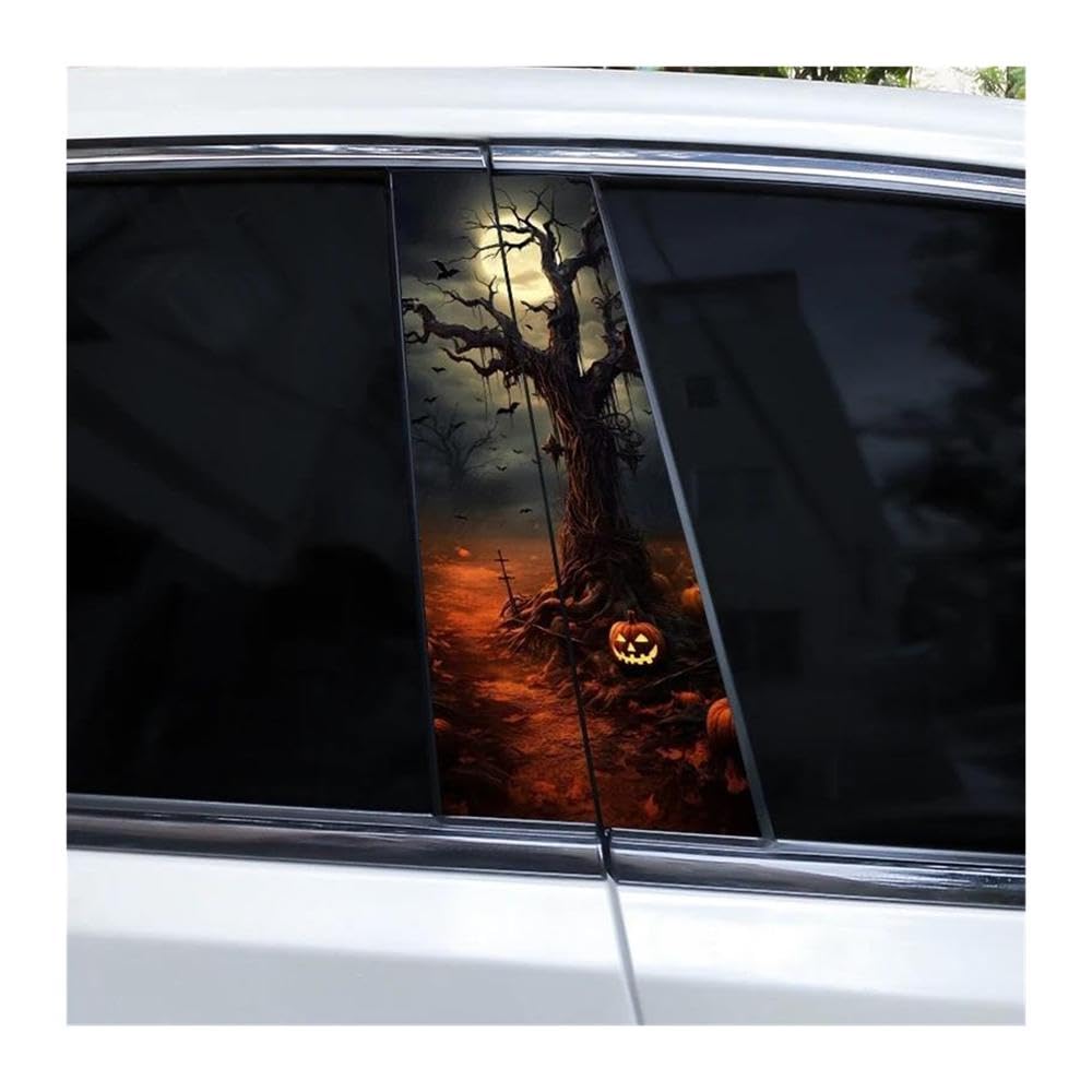 Body Parts 2pcs Car B-Pillar Decorative Stickers Halloween Scenery Man Car Center Column Sticker DIY Vinyl(G)