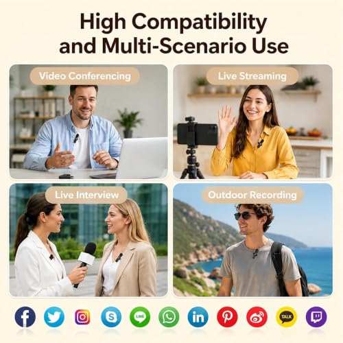 Image of Wireless Lavalier Microphone for iPhone Android, 2Pcs Mini Mic, Plug & Play
