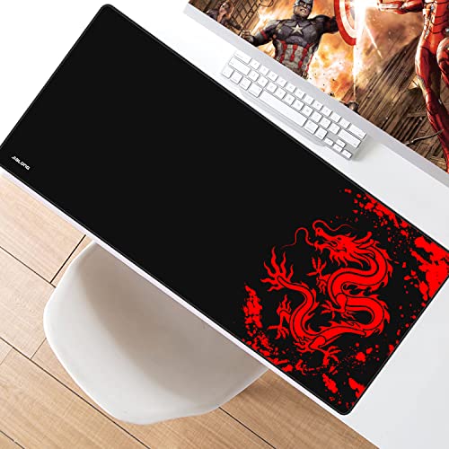 Image of JIALONG Gaming Mouse Pad Large Size 35.4x15.7 inches Extended Desk Mousepad with Personalized Design for Laptop, Computer PC - Red Dragon