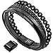 murtoo Bracelet Homme Bracelet Cuir Homme Bracelet en Pierre Naturelle Noire,22