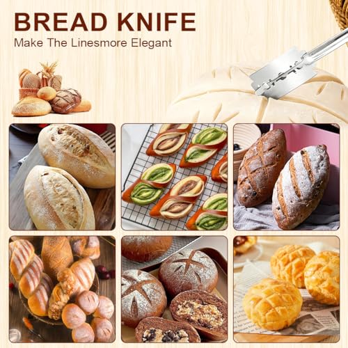 Image of Supvox Stainless Steel Bread Lame, 7.4 inch Dough Scoring Tool with 5 Replaceable Razors and PU Blade Sheath for Artisan Bread Baking