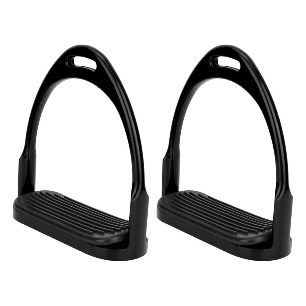 Nikou Staffa Equitazione, Staffa ruggine per Equitazione Staffa Anti-ruggine Leggera per Equitazione in Alluminio Forte capacità di carico(Nero)