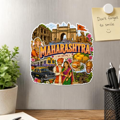 Image of Zesta Wooden Fridge Magnets Set | Refrigerator Decor Magnets for Kitchen | India Souvenir Fridge Magnet Collection | Wooden Magnet for Fridge Door Decoration (Maharashtra)