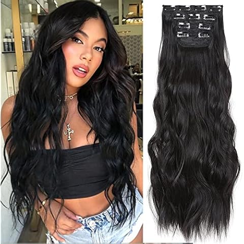 Clip in Extensions 24 Zoll 4er Set Curly Wave Clip in Hair Extensions Haarteil Cover