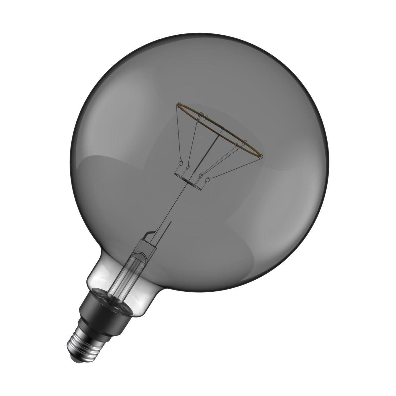 Crompton Lamps LED Decorative E27 Screw Bulb, 200mm Globe Screw Filament Bulb, 4.5W 1800K Extra Warm White 130lm 15W Eqv, Smoke Grey Vintage Lamp, Hanging Lights, Pendant Light, Extra Large Bulbs