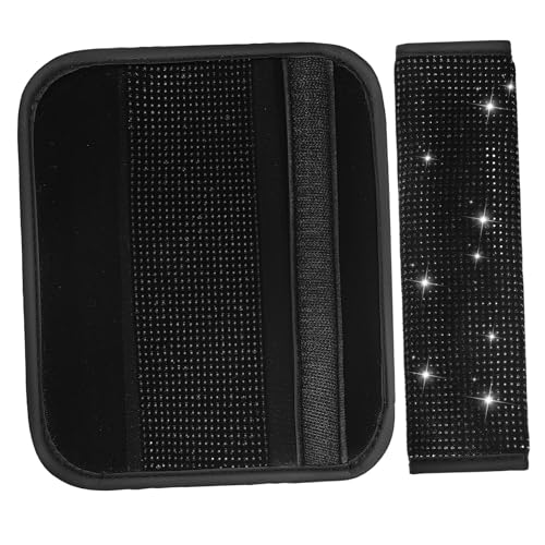 WEKADRIN 2 pezzi Proteggi Cintura Auto in Pelle Microfibra con Strass Neri Imbottiture per Spalle Facili da Installare Compatibili Maggior Parte dei Veicoli