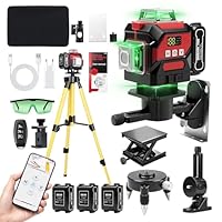 YUMILI Kreuzlinienlaser mit Stativ, 16 Linien Nivellierlaser, Grün Selbstnivellierend Laser Wasserwaage, 4D x 360 Laser Level, Laser Baustelle mit 3 x 3600mAh Batterie, App/Fernbedienung