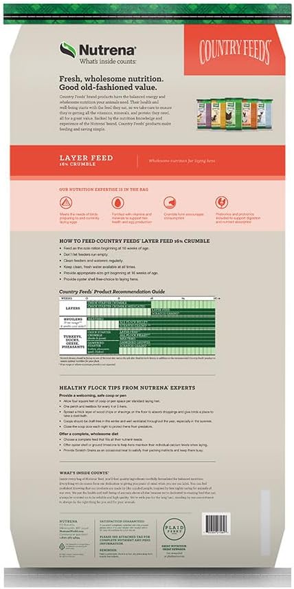 Nutrena Country Feeds 16% Layer Crumble Chicken Feed 50 Pounds