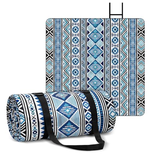 STEEL-LAND 高級レジャーシート ピクニックマット 厚手 大判 300×200cm 5層複合構造 超音波加工 無接着剤 アルミ蒸着底面 防水防湿断熱 耐久性 強化 水洗い可能 折りたたみ軽量 収納便利 おしゃれ キャンプ アウトドア 公園用（ブルーテイスト） [並行輸入品]