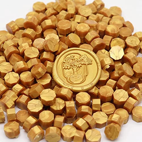 200Pcs Wax Sealing Beads for Wax Sealing Stamp, Perfect for Christmas Cards, Envelopes, Invitations, Wine Packages, Letter Sealing (Gold)