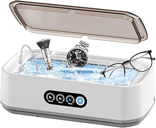 Ultrasonic Jewelry Cleaner Machine: 49KHz Ultra Sonic Cleaner for Jewelry,Eyeglass,Rings,Watch Band,with Dual Cleaning Modes,650ML 304 Stainless Steel Tank