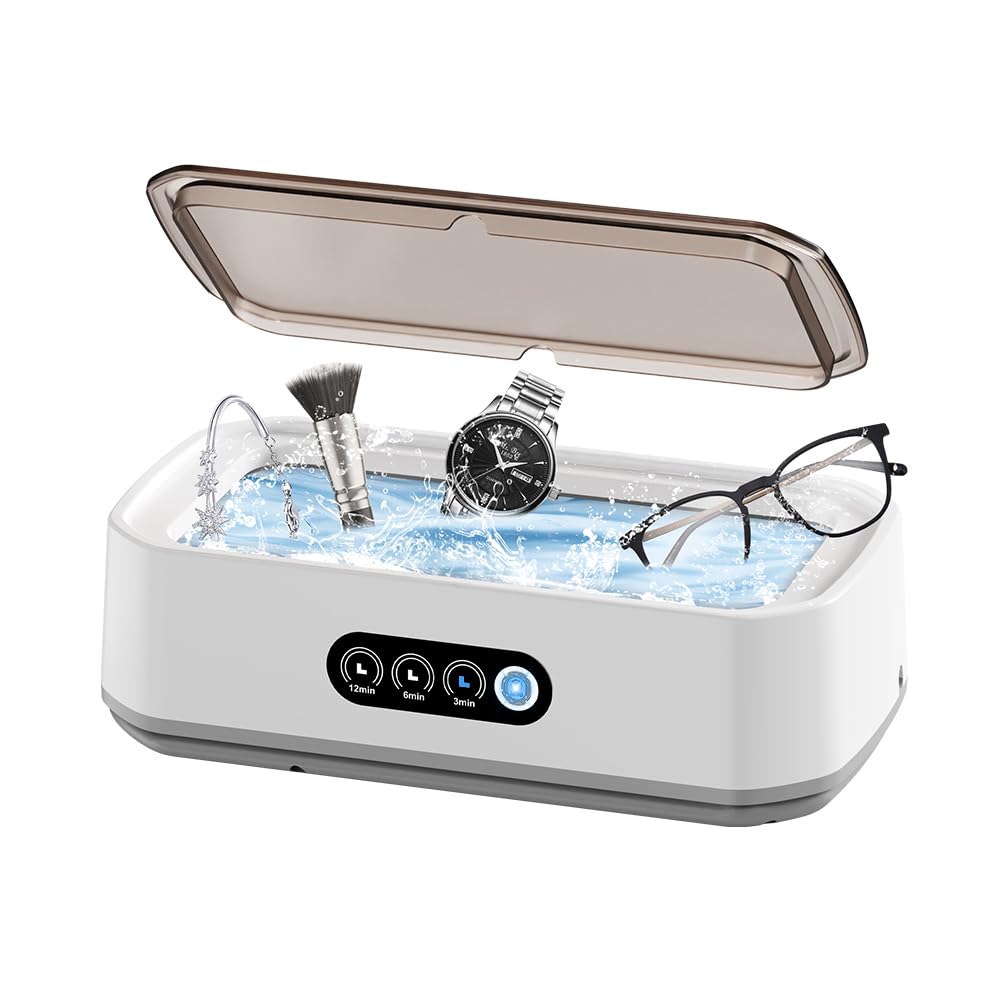 Ultrasonic Jewelry Cleaner Machine: 49KHz Ultra Sonic Cleaner for Jewelry,Eyeglass,Rings,Watch Band,with Dual Cleaning Modes,650ML 304 Stainless Steel Tank