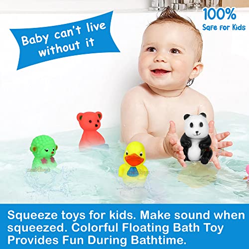 Image of Zest 4 Toyz Chu Chu Toys for Baby Bath Mix Cute Animals Squeeze Sound Toys Baby Bath Floating Water Toys for Babies Kids Non-Toxic ( 4 Pieces) Multi Color