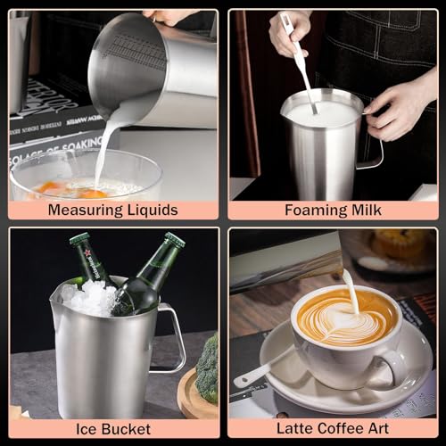 Jarra medidora de acero inoxidable 2 L con tapa y asa miniatura 6