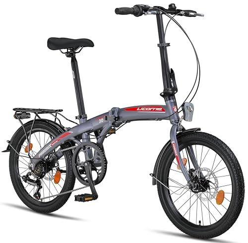 Licorne Bike Phoenix 2D 20 Pouces Aluminium Pliable Vélo à Frein à Disque Homme Femme 7 Vitesses Pignon Vélo de Ville Cadre en Aluminium