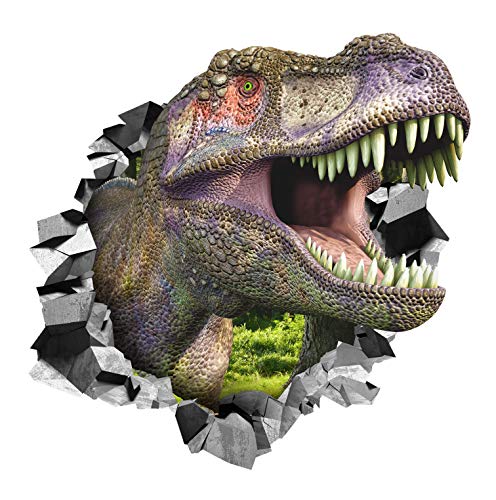 Customized For You Large 3D Wall Decal - Self Adhesive And Removable Vinyl Sticker - Break Through Image - Mural Art - Decor For Boys And Kids Bedroom, Study Room (Dinosaurs Opening Mouth (24"X24")) #TOP26