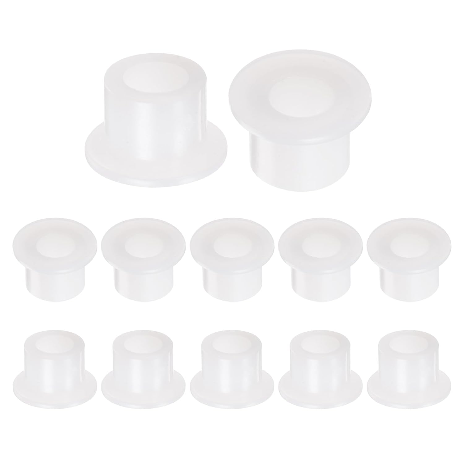 uxcell 12pcs Flanged Sleeve Bearings Plastic Bushings 6.1mm Bore x 9.9mm OD x 8.3mm Length Nylon Bushings, White