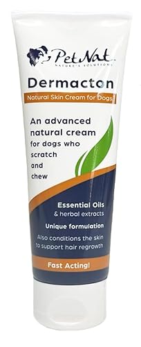 Petnat Dermacton Cream for ITCHY Dogs - Professionally recommended for itching & hair loss. Stops itching and scratching, soothes skin & promotes hair regrowth naturally