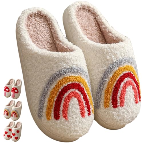Plush Slippers for Women Men Heart Shaped Soft Fuzzy Lightweight House Slippers Winter Warm Slippers Slip On Cozy Indoor Outdoor Couple Fluffy Bedroom Slippers Non Slip Sole