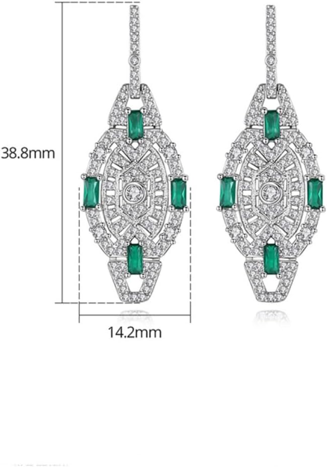 14K Gold Retro Courtly Moissanite Earrings, Exquisite Green Moissanite, Elegant Style