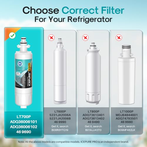 Image of ICEPURE PRO ADQ36006101 NSF401 Certified Replacement for LG LT700P, 1PACK