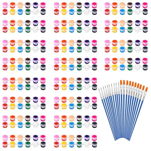 héBei 20 Pack 280 Pcs Mini Acrylic Paint Set with Brushes for Kids Adults Craft Paint, 12 Colors Washable Acrylic Paint Strips for Home Classroom Birthday Party DIY Favors - image 1