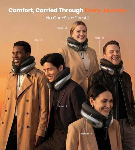 Image of Neck Pillow for Traveling, Travel Pillows for Airplanes, Adjustable Neck Pillow Airplane Travel Essentials - 2 Layer Patented | Inflatable Air Loop & Memory Foam for 360 Ergonomic Support