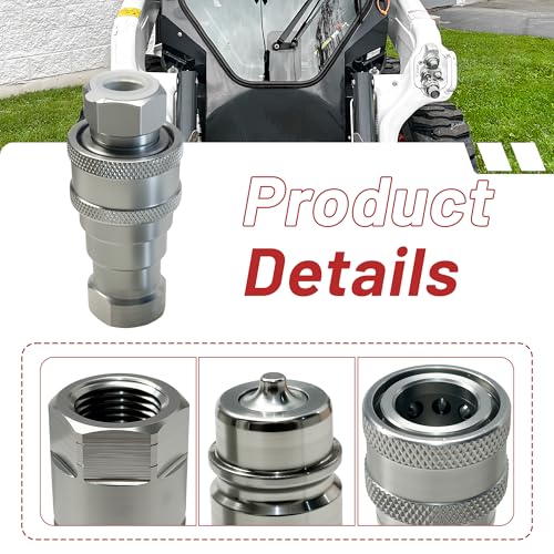 Image of 1 /2 inch Ag ISO 5675 Hydraulic Quick Connect Couplers with Poppet Valve,1 /2 inch NPT Thread,3600 PSI,Fit for Parker 8010-4 and Pioneer 4000 Series
