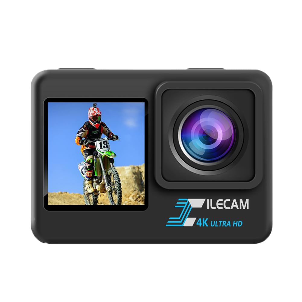Zewnętrzna kamera sportowa 4K UHD 1080P 30FPS podwójny ekran 2,0 cala IPS rowerowy rejestrator wideo 120° szeroki kąt 30 m
