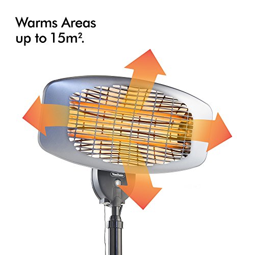 VonHaus Electric Patio Heater 2000W Free Standing Quartz Heating